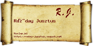 Ráday Jusztus névjegykártya